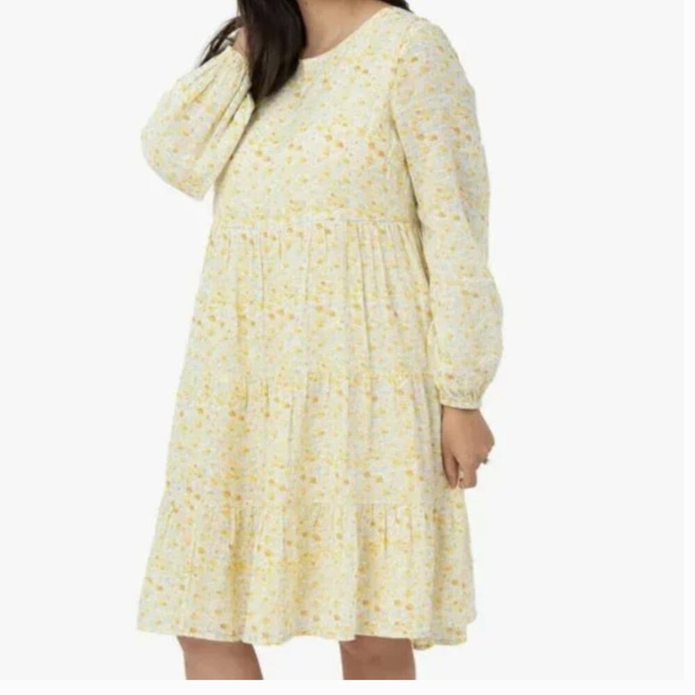 Kindred Bravely Yellow Floral Tiered Maternity Dress